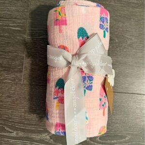 Angel Dear Pink Floral & Cactus Muslin Swaddle Blanket